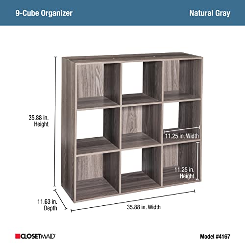 ClosetMaid 4167 Cubeicals Organizer, 9-Cube, Natural Gray