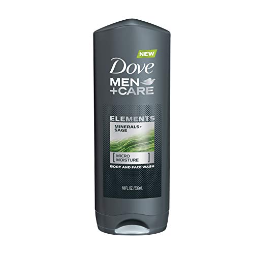 DOVE MEN + CARE Elements Body Wash Mineral+Sage 18 oz Effectively Washes Away Bacteria While Nourishing Your Skin (Pack of 4)