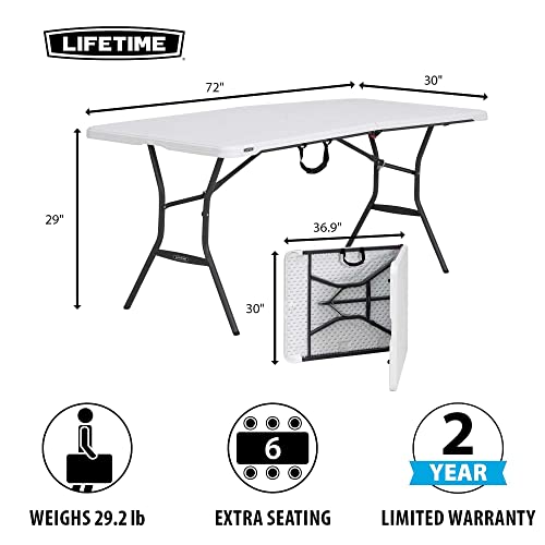 Lifetime 6-Foot Fold in Half Table, White Granite