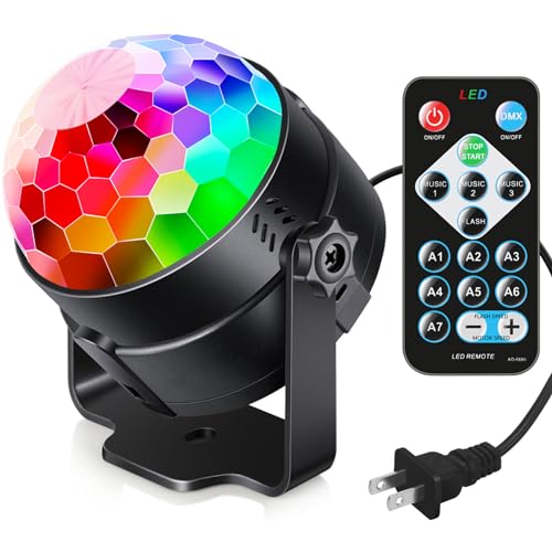 Luditek Sound Activated Party Lights with Remote Control Dj Lighting, Disco Ball Strobe Lamp 7 Modes Stage Light for Home Room Dance Parties Birthday Halloween Christmas New Years Eve Decorations
