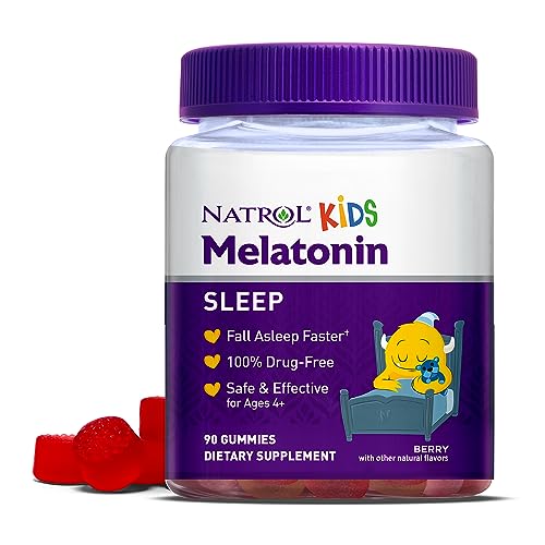 Natrol Kids Melatonin 1mg, Dietary Supplement for Restful Sleep, 90 Berry-Flavored Gummies, 90 Day Supply