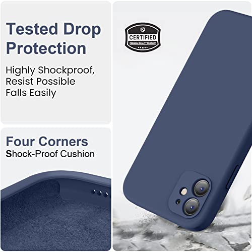 Vooii Compatible with iPhone 11 Case, Upgraded Liquid Silicone with [Square Edges] [Camera Protection] [Soft Anti-Scratch Microfiber Lining] Phone Case for iPhone 11 6.1 inch - Navy Blue