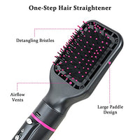 Hair Dryer Brush, 4 in 1 One Step Professional Hot Air Brush for Curling Drying Straightening Combing, [Ceramic Coating][Negative Ion] Volumizer Blow Dryer Brush Gray