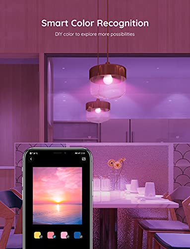 Govee Smart Light Bulbs, WiFi Bluetooth Color Changing Light Bulbs, Music Sync, 54 Dynamic Scenes, 16 Million DIY Colors RGB Light Bulbs, Work with Alexa, Google Assistant Home App, 4 Pack