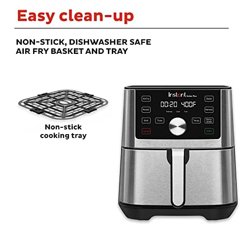 Instant Pot Air Fryer Oven, 6 Quart, From the Makers of Instant Pot, 6-in-1, Broil, Roast, Dehydrate, Bake, Non-stick and Dishwasher-Safe Basket, App With Over 100 Recipes, Stainless Steel