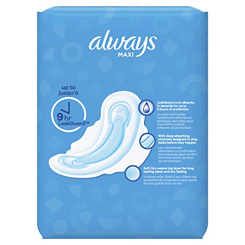 Always Maxi Size 1 Regular Pads For Women, With Wings, Unscented, 36ct - Pack of 2 (72 Count Total)