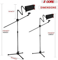 5 Core Microphone Stand Pair + Phone Holder Floor Boom Mic Stand Gooseneck + Tablet Holder Collapsible Adjustable Tripod Mic Stand w Two Mic Clips + Carry Bag for Singing Karaoke Studio Parties MS MOB