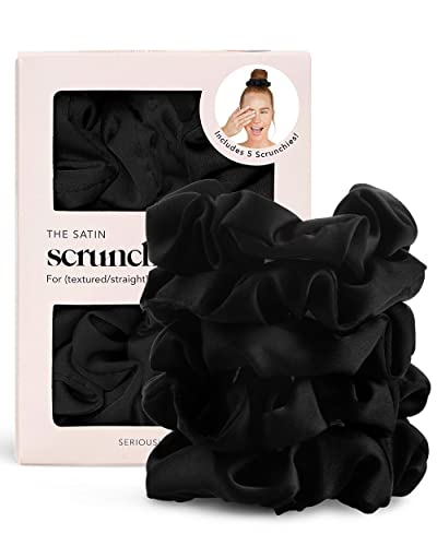 Kitsch Satin Hair Scrunchies for Women - Softer Than Silk Scrunchies for Hair | Satin Scrunchies for Girls & Satin Hair Ties for Women | Holiday Gift | Cute Satin Hair Scrunchie for Styling, 5 pack