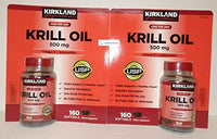 Kirkland Signature Krill Oil Omega-3 & Astaxanthin Dietary Supplement 160 Softgels (Two Bottles)