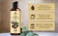 Handcraft Blends Organic Castor Oil for Hair Growth, Eyelashes and Eyebrows - 100% Pure and Natural Carrier Oil, Hair Oil and Body Oil - Moisturizing Massage Oil for Aromatherapy - 4 fl. Oz