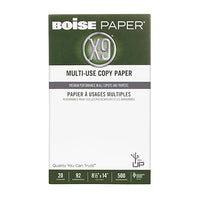 Boise® X-9® Multi-Use Printer & Copier Paper, Legal Size (8 1/2" x 14"), 5000 Total Sheets, 92 (U.S.) Brightness, 20 Lb, White, 500 Sheets Per Ream, Case Of 10 Reams