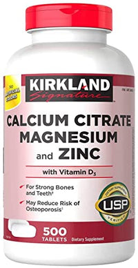 Kirkland Signature – Calcium Citrate, Magnesium and Zinc 500 Tablets + Vitamin E 400IU, 500 Softgels (Bundle of 2 Units Total)