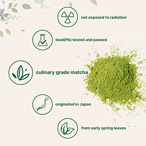 Organic Matcha Green Tea Powder, 1 Pound (16 Ounce), Culinary Grade, First Harvest Authentic Japanese Origin, 100% Pure Matcha for Smoothies, Latte and Baking, Unflavored, Non-Irradiation