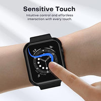 TAURI 2 Pack Hard Case Compatible for Apple Watch Series 3/2/1 42mm Built-in 9H Tempered Glass Screen Protector Slim Bumper Touch Sensitive Full Protective Cover Compatible for iWatch 42mm - Black