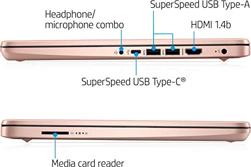 2022 Newest HP Stream 14in HD Laptop, Intel Celeron N4020(up to 2.8GHz), 8GB RAM, 128GB Space(64GB eMMC+ Card), 1-Year Office 365, WiFi, HDMI, USB-C, Webcam, Bluetooth, Windows 11S,Rose Gold+JVQ MP