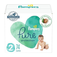 Pampers Pure Protection Diapers - Size 2, 74 Count, Hypoallergenic Premium Disposable Baby Diapers