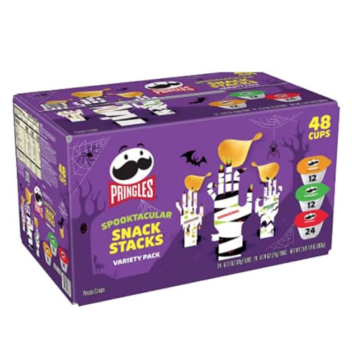 Pringle Halloween Snack Stacks Variety Pack - included Original, Sour Cream n Onion, and Cheddar Cheese - (48 pk, 2 Pack) in our Grocerama Box