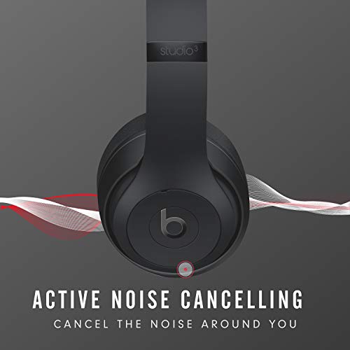 Beats Studio3 Wireless Noise Cancelling Over-Ear Headphones - Apple W1 Headphone Chip, Class 1 Bluetooth, 22 Hours of Listening Time, Built-in Microphone - Matte Black