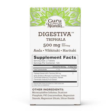 GuruNanda Digestiva Triphala (240 Tablets), Supports Digestion, Helps with Bloating & Constipation, Dietary Supplement with Amla, Haritaki & Bibhitaki