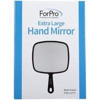 ForPro Extra Large Hand Mirror with Handle, 9” W x 12” L, Multi-Purpose Handheld Mirror with Distortion-Free Reflection, Black