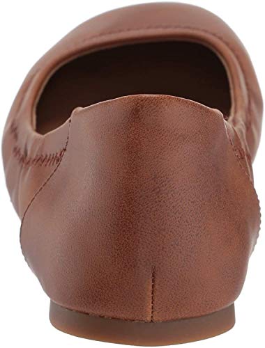 Amazon Essentials Women's Belice Ballet Flat, Chestnut Brown Faux Leather, 8 Wide