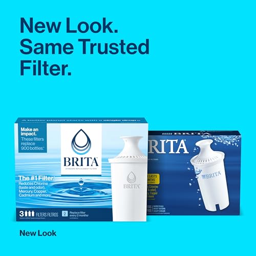 Brita Standard Water Filter Replacements for Pitchers and Dispensers, Lasts 2 Months, Reduces Chlorine Taste and Odor, 4 Count