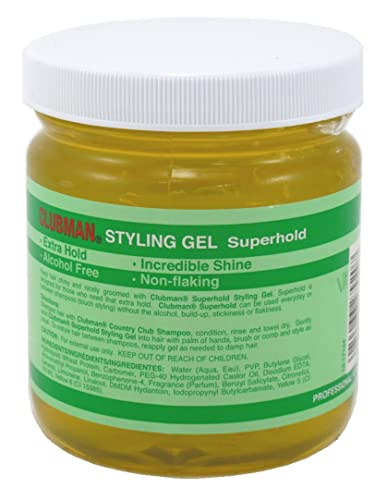 Clubman Style Gel Mens Super Hold 16 Ounce Jar (473ml) (2 Pack)
