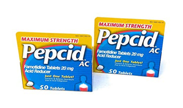 CSC 24 - Convenient 2 Pack Pepcid AC Maximum Strength Acid Reducer Prevent Relieves Heartburn Famotidine Tablets 20mg - 2 Pack of 50 Tablets (100 Tablets Total)