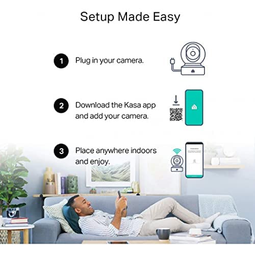 Kasa Indoor Pan/Tilt Smart Dog Security Camera, 1080p HD,2.4GHz with Night Vision,Motion Detection for Baby and Pet Monitor, Cloud & SD Card Storage, Works with Alexa& Google Home (EC70), White