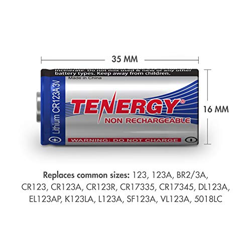 Tenergy 1500mAh 3V CR123A Lithium Battery, High Performance CR123A Cell Batteries PTC Protected, Smart Sensors Replacement CR123A Batteries, 40 Pack (Non-Rechargeable)