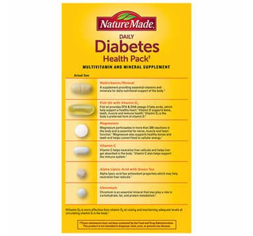 Nature Made Diabetes Health Pack, 60 Packets (Pack of 10)+ Bundle with Exclusive Gabrenz Booklet - 10 Healthy Habits to Have a Longer Life.