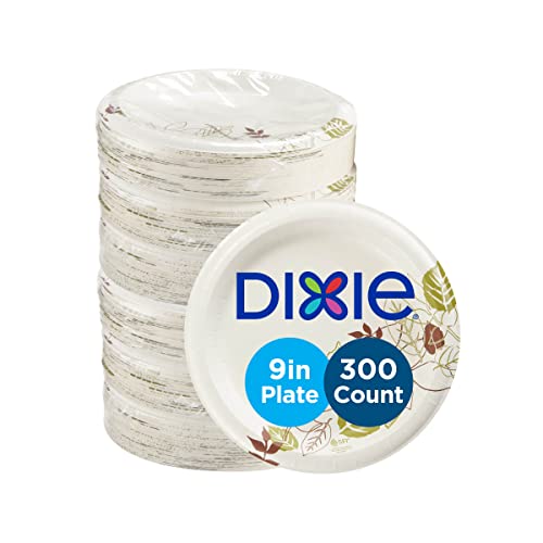 Dixie Bulk Paper Plates, 8.5 Inch, 300 Plate Count, (50 Plates Per Pack, 6 Pack Per Case), Medium Weight, White, Perfect for at Home, Restaurants, Events, & Catering, Item # UX9P300