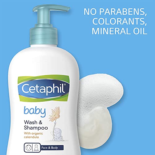 Cetaphil Baby Wash & Shampoo with Organic Calendula, Tear Free, Paraben, Colorant and Mineral Oil Free, 13.5 Fl. Oz