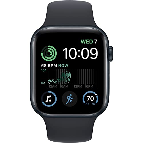Apple Watch SE (2nd Gen) (GPS + Cellular, 44mm) - Midnight Aluminum Case with Midnight Sport Band, M/L (Refurbished)
