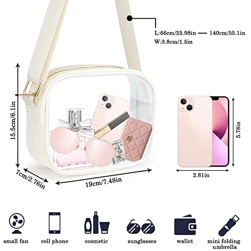 KETIEE Clear Bag Stadium Approved, Clear Crossbody Bag Clear Purse for Women See Through Clear Handbag with Adjustable Strap for Concerts Sports Festivals