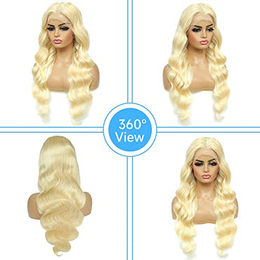 Manyisi 613 Lace Front Wig Human Hair 13x4 Body Wave Blonde Lace Front Wigs Human Hair Pre Plucked with Baby Hair 613 HD Lace Frontal Wig Brazilian Virgin Human Hair Wig 180% Density Wigs 26 Inch