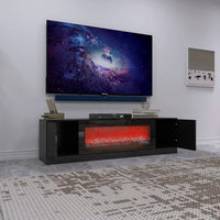 Laoggbtb TV Stand，Modern Fireplace TV Stand Without Remote Control and Heater for Living Room, Bedroom, Office (Black)