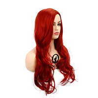 Baruisi Long Curly Wavy Red Wigs for Women Side Part Natural Looking Cosplay Synthetic Fiber Wig Heat Resistant Replacement Wig