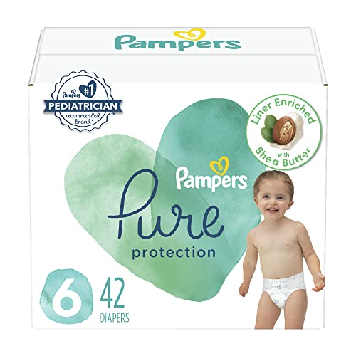 Pampers Pure Protection Diapers - Size 6, 42 Count, Hypoallergenic Premium Disposable Baby Diapers