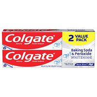 Colgate Baking Soda & Peroxide Toothpaste - Whitens Teeth, Fights Cavities & Removes Stains, Brisk Mint, 6 Oz, 2 Pack