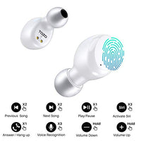 TOZO T6 True Wireless Earbuds Bluetooth 5.3 Headphones Touch Control with Wireless Charging Case IPX8 Waterproof Stereo Earphones in-Ear Built-in Mic Headset Premium Deep Bass White