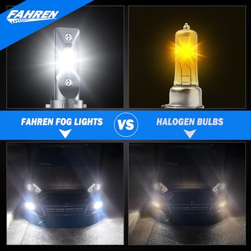 FAHREN H11/H8/H9 LED Bulb, 18000LM Super Bright, 6500K Cool White H11 Bulb for Halogen Replacement, IP68 Waterproof, Pack of 2