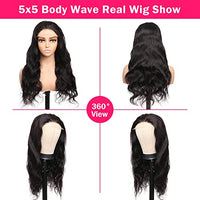 MEGALOOK Wear and Go Glueless Body Wave Lace Front Wigs, Natural Black, 28 Inch