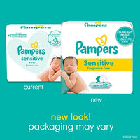 Baby Wipes, Pampers Sensitive Water Based Baby Diaper Wipes, Hypoallergenic and Unscented, 8 Pop-Top Packs with 4 Refill Packs for Dispenser Tub, 864 Total Wipes (Packaging May Vary)