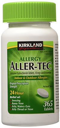 Kirkland Signature Aller-Tec Cetirizine HCL/ Antihistamine Tablets 10 mg, 365 Tablets Each (2 Pack)