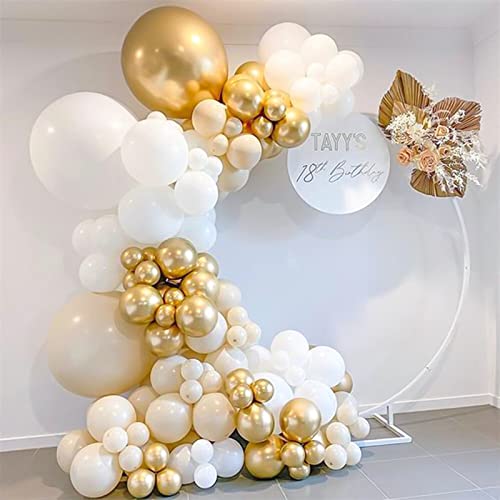 RUBFAC 129pcs Metallic Gold Balloons Latex Balloons Different Sizes 18 12 10 5 Inch Party Balloon Kit for Happy New Year Decorations 2024 Birthday Party Graduation Wedding Holiday Balloon Decoration