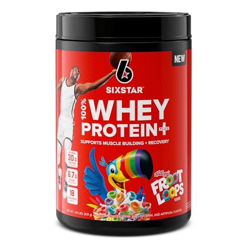Six Star Whey Protein Powder Plus | Muscle Building & Recovery Plus Immune Support | Muscle Builder for Men & Women | Kellogg’s Froot Loops Flavor | 1.8lb