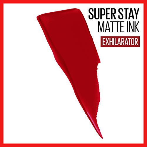 Maybelline Super Stay Matte Ink Liquid Lipstick Makeup, Long Lasting High Impact Color, Up to 16H Wear, Exhilarator, Ruby Red, 1 Count