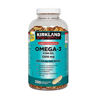 Kirkland Signature Super Concentrate Omega-3 Fish Oil 1200mg, EPA 500/DHA 250mg, 330 Clear enteric softgels