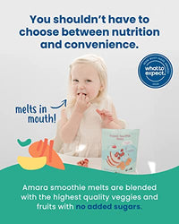 Amara Smoothie Melts - Mango Carrot - Baby Snacks Made With Fruits and Vegetables - Healthy Toddler Snacks For Your Kids Lunch Box - Organic Plant Based Yogurt Melts - 6 Resealable Bags